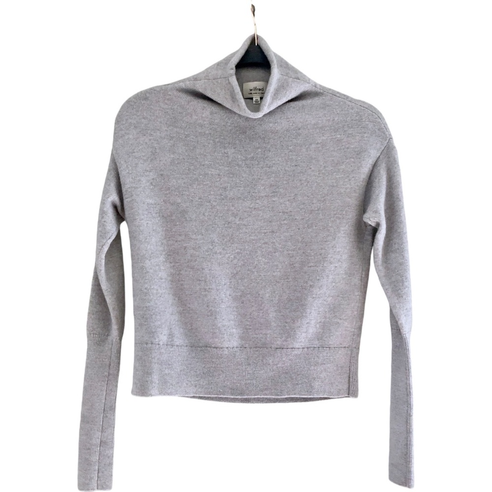 Wilfred Aritzia Cyprie Turtleneck Soft Merino Wool Sweater Grey XXS Pullover